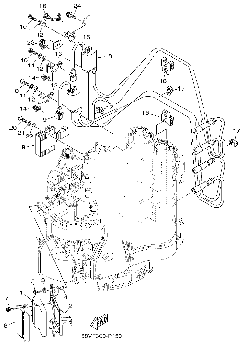 Yamaha F115A, FL115A, FL115AET ELECTRICAL 1 parts diagram
